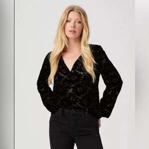 PAIGE Black Velvet Floral Women's Blouse